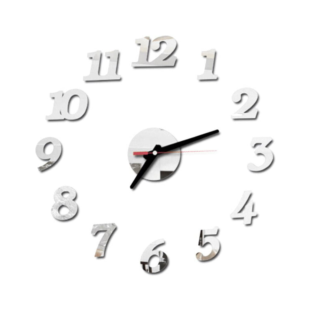 Frameless DIY Wall Clock Arabic Numbers Adhesive Modern Art Wall Clock