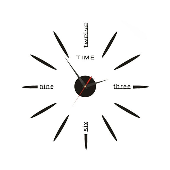Frameless DIY Wall Clock with Acrylic Mirror Finish, Sticker Digital Clock Kit for Home Decor, No Drill Needed,Black
