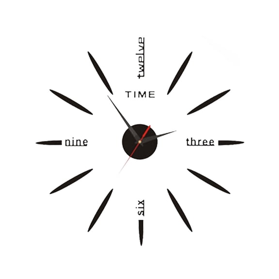 Frameless DIY Wall Clock with Acrylic Mirror Finish, Sticker Digital Clock Kit for Home Decor, No Drill Needed,Black