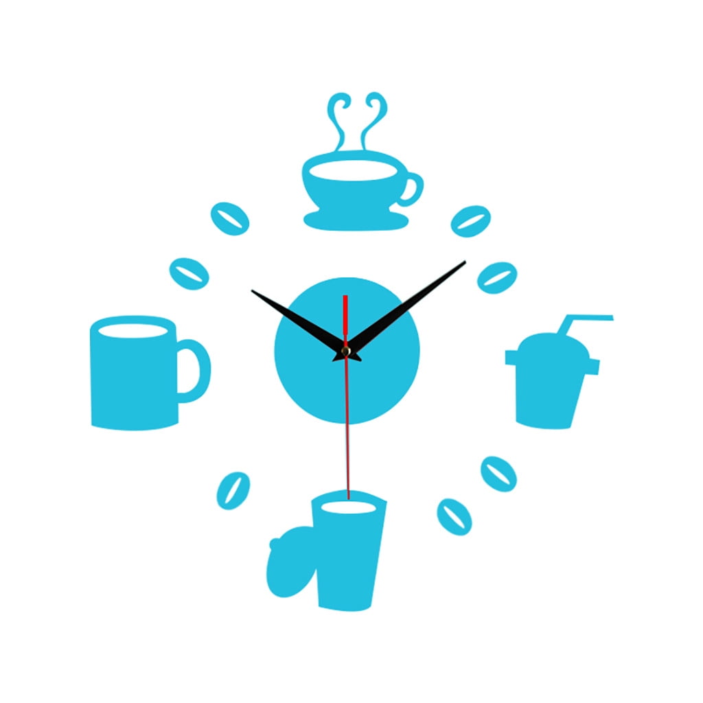 Frameless DIY Wall Mute Clock 3D Sticker Home Battery Timer Christmas