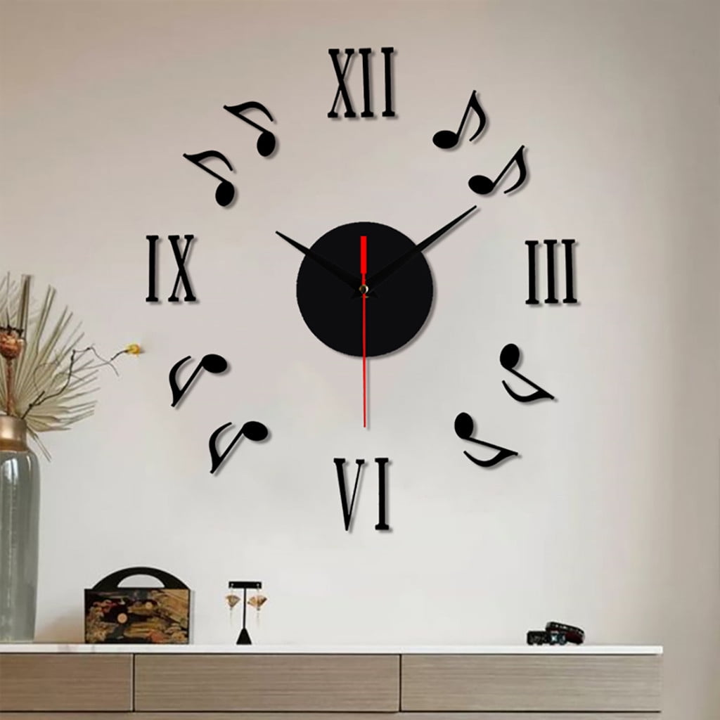 Frameless DIY Wall Mute Clock Mirror Surface Sticker Home Office Decor