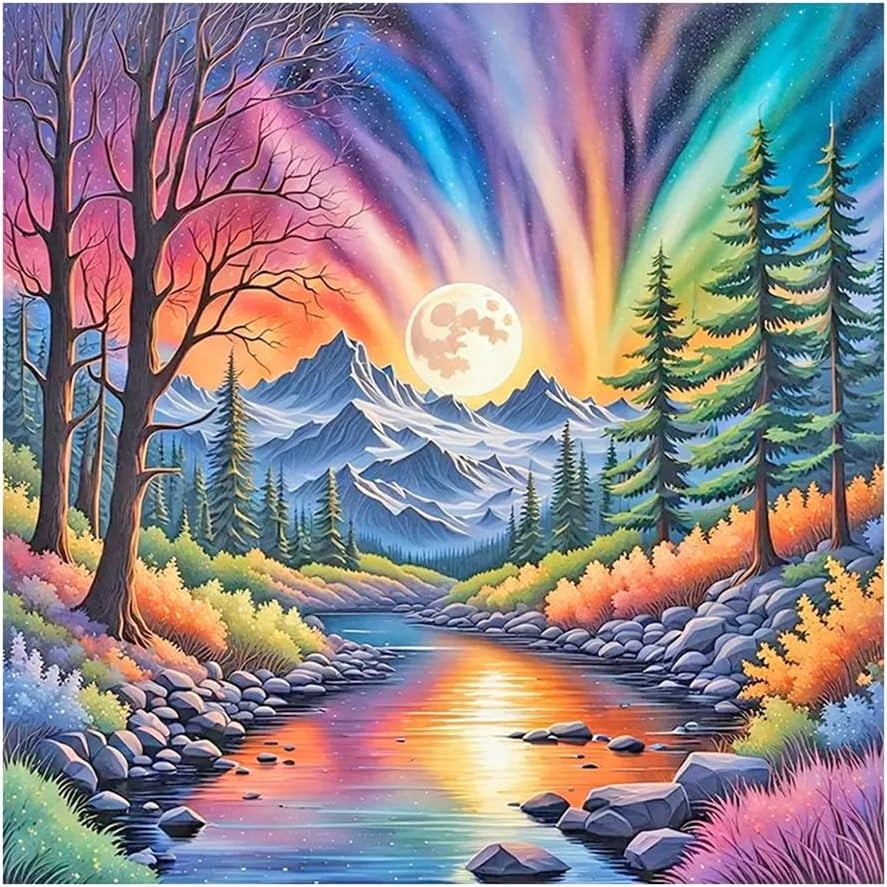Fomdno Diamond Painting Kit Aurora Per Adulti - 40x70 Cm, 5D Fai Da Te, Tela Premium Con Simboli Chiari, 30% Diamanti In Più