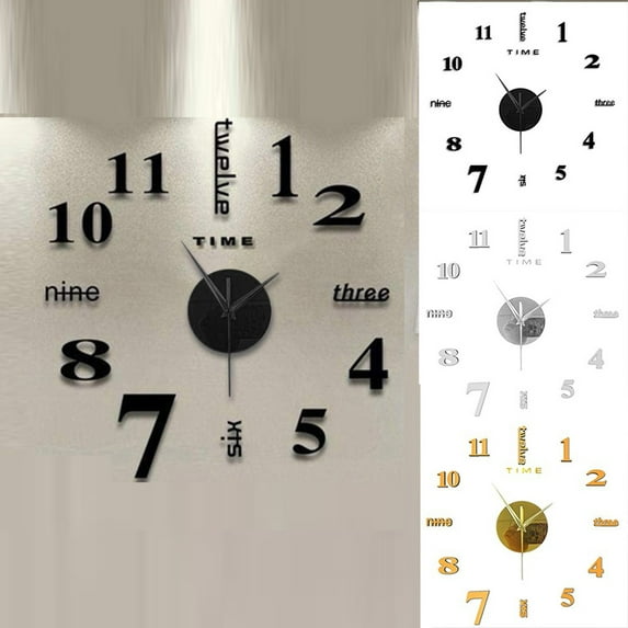 Frameless Diy Wall Mute Clock With 3D Mirror Surface Sticker, 12-Hour Display Creative Wall Decor Featuring Stainless Steel Clock Face Aluminum Pointers Eva Foam Stickers,