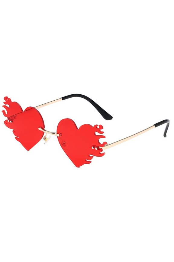Frameless Flame Heart Sunglass Lightweight Trendy Shades for Travel Stage Music Festival Shades Supply