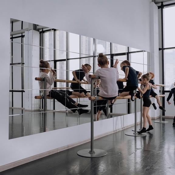 Frameless Glass Wall Mirror Tiles 12 Inch 12 PCS Full Length Panels Ideal for Home Gym Bedroom Door Bathroom