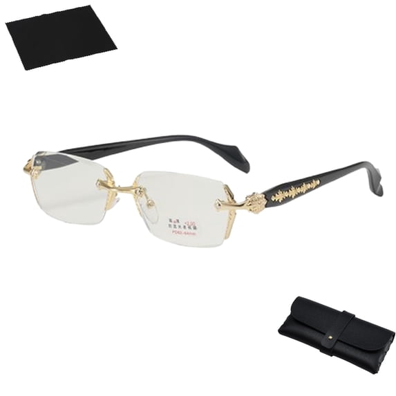 Frameless Glasses with Blue Light Blocking - HD Clear Lenses & Sparkling Diamond-Cut Edges,Fashion Metal Temples
