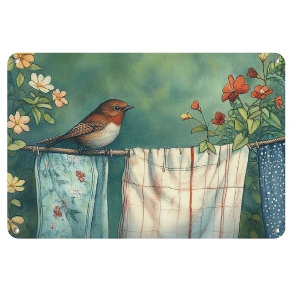 Frameless Iron Art, Clothes Line Design, 12x8 inches - Perfect for Home Decor & Gifts