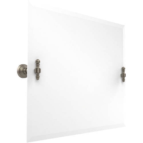 Frameless Landscape Rectangular Tilt Mirror with Beveled Edge in Antique Pewter