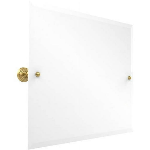 Frameless Landscape Rectangular Tilt Mirror with Beveled Edge in Polished Brass