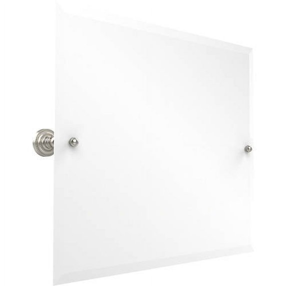 Frameless Landscape Rectangular Tilt Mirror with Beveled Edge in Polished Nickel