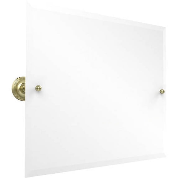 Frameless Landscape Rectangular Tilt Mirror with Beveled Edge in Satin Brass