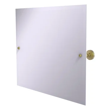 Frameless Landscape Rectangular Tilt Mirror with Beveled Edge in Satin Brass