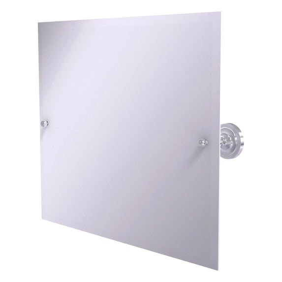 Frameless Landscape Rectangular Tilt Mirror with Beveled Edge in Satin Chrome