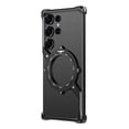 thumbnail image 1 of Frameless Magnetic Case for Samsung Galaxy S22 Ultra with Stand, Compatible with MagSafe, Ring Kickstand Bezel Less Minimalist Heat Dissipation Slim Shockproof Metal Bumper Case - Black, 1 of 6