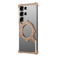 thumbnail image 1 of Frameless Magnetic Case for Samsung Galaxy S25 Ultra with Stand, Compatible with MagSafe, Ring Kickstand Bezel Less Minimalist Heat Dissipation Slim Shockproof Metal Bumper Case - Gold, 1 of 6