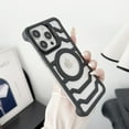 thumbnail image 1 of Frameless Magnetic Case for iPhone 13 Pro Max with Stand [Compatible with Mag-Safe] [ Lens Kickstand] Rugged PC Carbon Fiber Texture Heat Dissipation Slim Shockproof Phone Cover, Black, 1 of 9