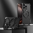 thumbnail image 1 of Frameless Magnetic Case for iPhone 14 Pro Max with Stand, Compatible with MagSafe, Ring Kickstand Bezel Less Minimalist Heat Dissipation Slim Shockproof Metal Bumper Case - Black, 1 of 6