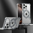 thumbnail image 1 of Frameless Magnetic Case for iPhone 14 Pro Max with Stand, Compatible with MagSafe, Ring Kickstand Bezel Less Minimalist Heat Dissipation Slim Shockproof Metal Bumper Case - Gray, 1 of 6