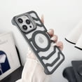 thumbnail image 1 of Frameless Magnetic Case for iPhone 14 with Stand [Compatible with Mag-Safe] [ Lens Kickstand] Rugged PC Carbon Fiber Texture Heat Dissipation Slim Shockproof Phone Cover, Gray, 1 of 9