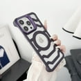 thumbnail image 1 of Frameless Magnetic Case for iPhone 14 with Stand [Compatible with Mag-Safe] [ Lens Kickstand] Rugged PC Carbon Fiber Texture Heat Dissipation Slim Shockproof Phone Cover, Darkpurple, 1 of 9