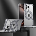 thumbnail image 1 of Frameless Magnetic Case for iPhone 15 Pro Max with Stand, Compatible with MagSafe, Ring Kickstand Bezel Less Minimalist Heat Dissipation Slim Shockproof Metal Bumper Case - Gray, 1 of 6
