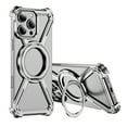 thumbnail image 1 of Frameless Magnetic Phone Case for iPhone 16 Pro Max,360°Rotatable Ring Kickstand,Compatible with Mag-Safe,Bezel Less Minimalist Shockproof Rugged Metal Bumper Borderless Phone Case,Silver, 1 of 8
