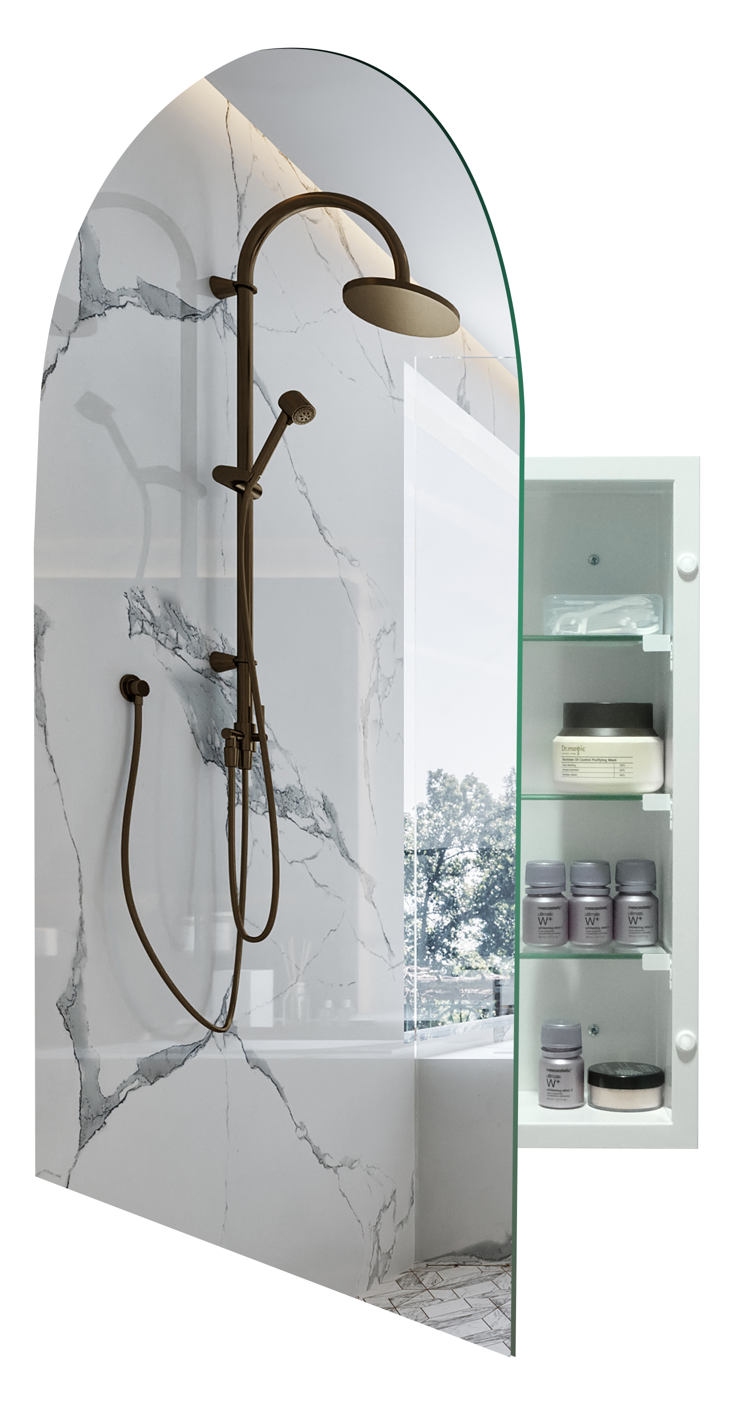 FUMANGO Arched Medicine Cabinets With Mirror, Recess Or Surface Mounted ...