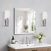 COFENY Bathroom Mirror, 18x24 inch Frameless Rectangle Design, 3mm Tempered Glass with Polished Edge