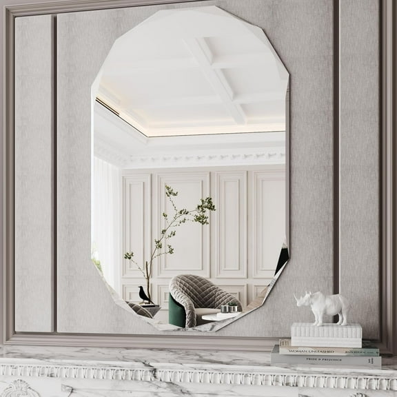 Frameless Mirrors,Bathroom Wall Mirrors for Over Sink, 30x48 Mirror Beveled Oval Mirror entryway Horizontal and Vertical
