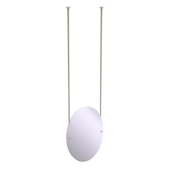 Frameless Oval Ceiling Hung Mirror with Beveled Edge in Polished Nickel