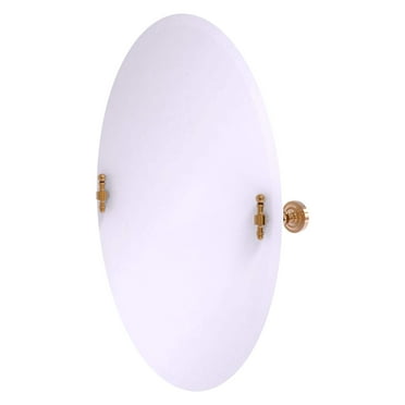 Frameless Oval Tilt Mirror with Beveled Edge in Brushed Bronze