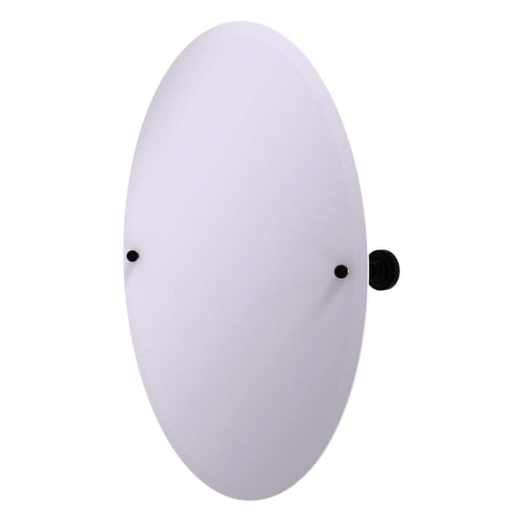 Frameless Oval Tilt Mirror with Beveled Edge in Matte Black