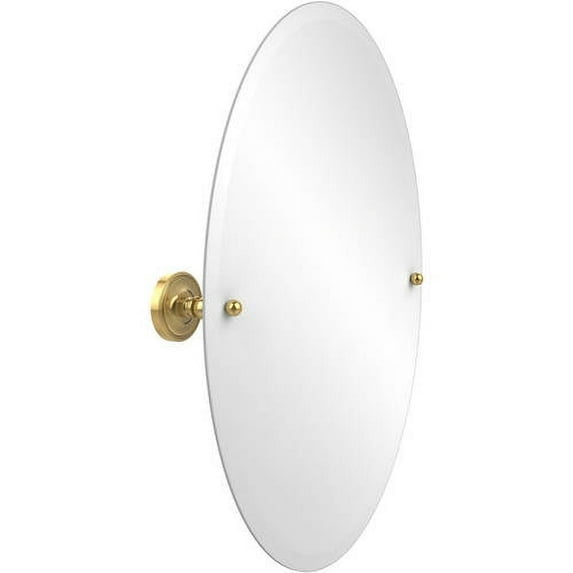 Frameless Oval Tilt Mirror with Beveled Edge in Polished Brass