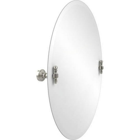 Frameless Oval Tilt Mirror with Beveled Edge in Polished Nickel
