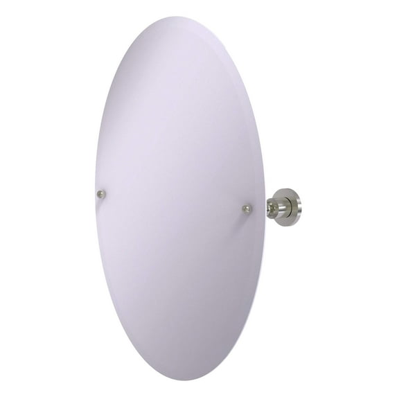 Frameless Oval Tilt Mirror with Beveled Edge in Satin Nickel