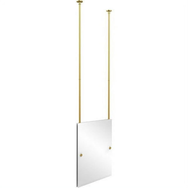 Frameless Rectangle Ceiling Hung Mirror in Polished Brass