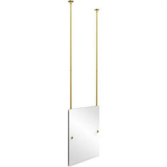 Frameless Rectangle Ceiling Hung Mirror in Polished Brass