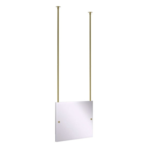 CH-93-UNL Frameless Rectangular Landscape Ceiling Hung Mirror with Beveled Edge, Unlacquered Brass