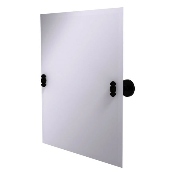 Frameless Rectangular Tilt Mirror with Beveled Edge in Matte Black