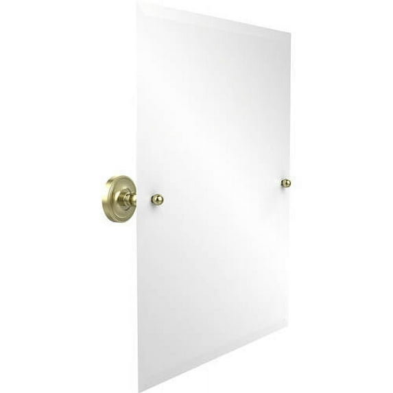 Frameless Rectangular Tilt Mirror with Beveled Edge in Satin Brass