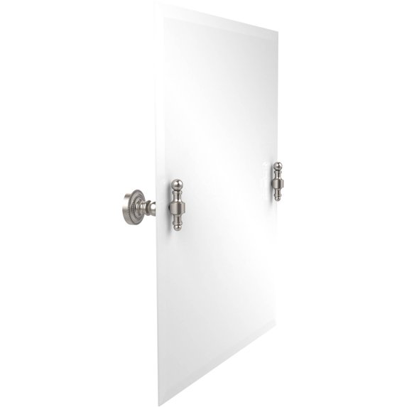 Frameless Rectangular Tilt Mirror with Beveled Edge in Satin Nickel