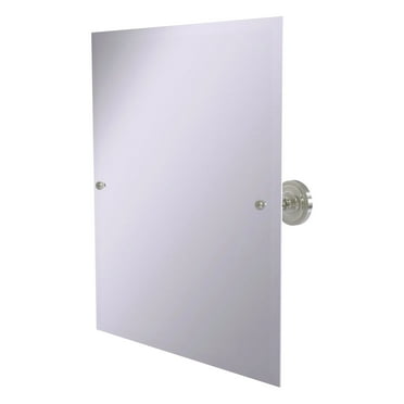 Frameless Rectangular Tilt Mirror with Beveled Edge in Satin Nickel