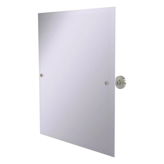 Frameless Rectangular Tilt Mirror with Beveled Edge in Satin Nickel