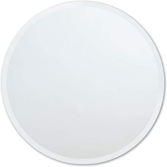 Frameless Round Mirror, 36" Diameter Circle Bathroom Wall Mirror w/Beveled Edge