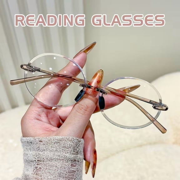 Frameless Round Reading Glasses for Narrow Face +1.0 to +3.5 Ultra Light Readers