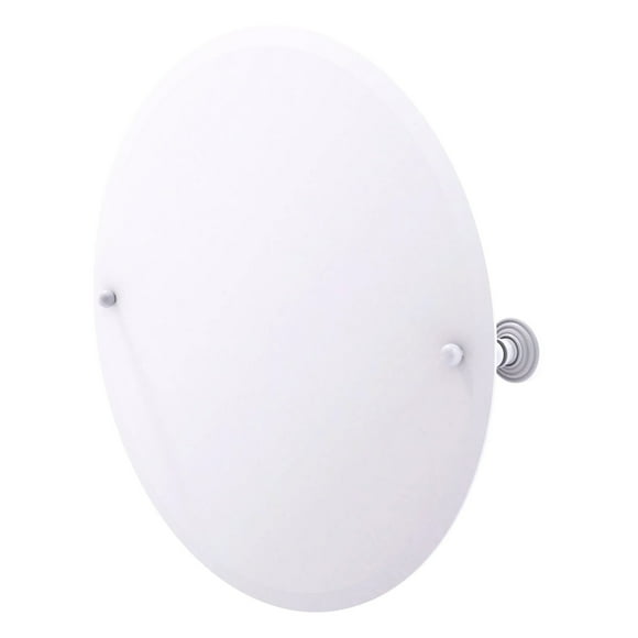 Frameless Round Tilt Mirror with Beveled Edge - Matte White