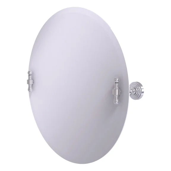 Frameless Round Tilt Mirror with Beveled Edge - Satin Chrome