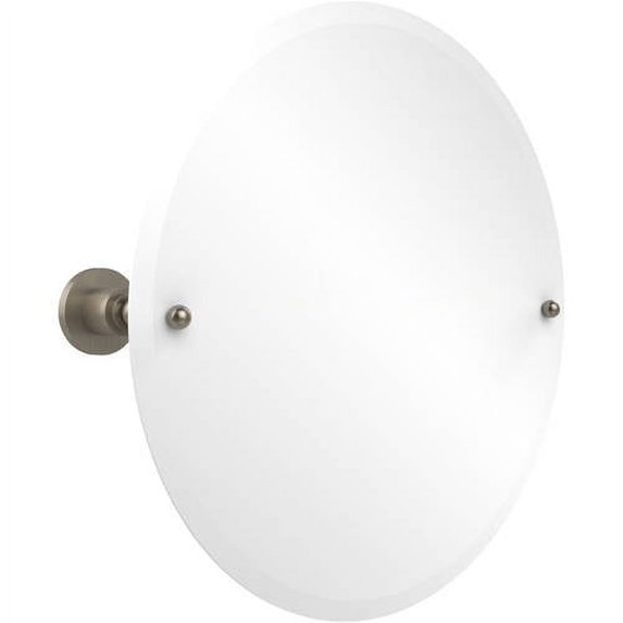 Frameless Round Tilt Mirror with Beveled Edge in Antique Pewter