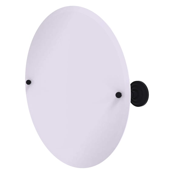 Frameless Round Tilt Mirror with Beveled Edge in Matte Black
