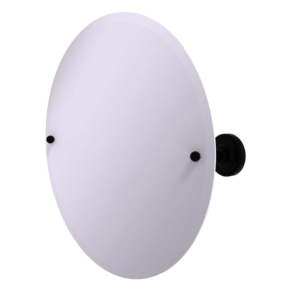 Frameless Round Tilt Mirror with Beveled Edge in Matte Black